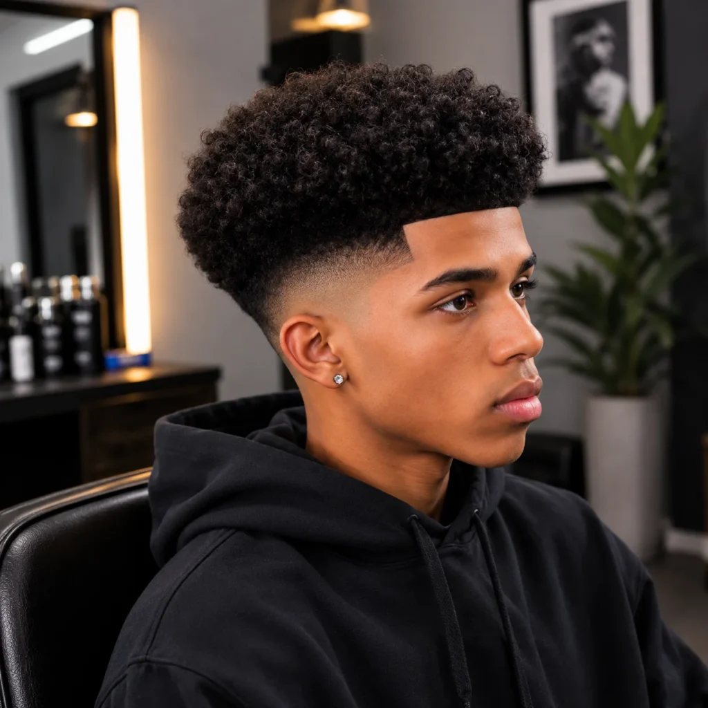 Drop Fade Haircut Afro → Potongan rambut Drop Fade Afro